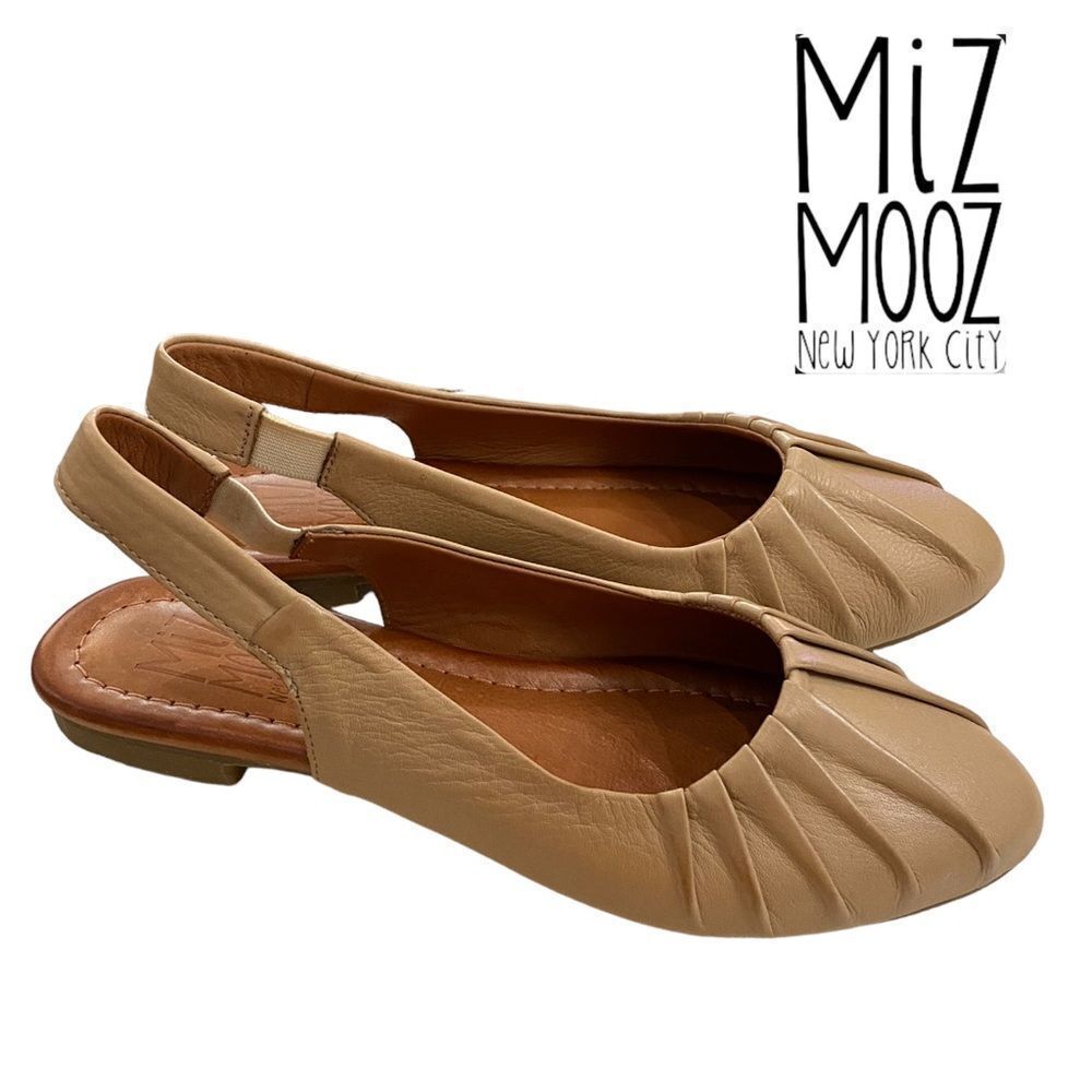 MIZ MOOZ Bixby Women's Sand Leather Slingback Flats Sandals NEW 36